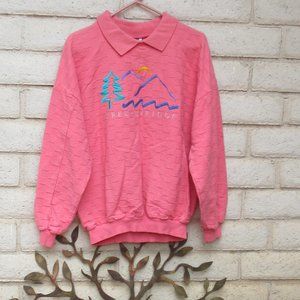 Oversized Pink CRAZY SHIRT HAWAII Long Sleeve Sweatshirt Large